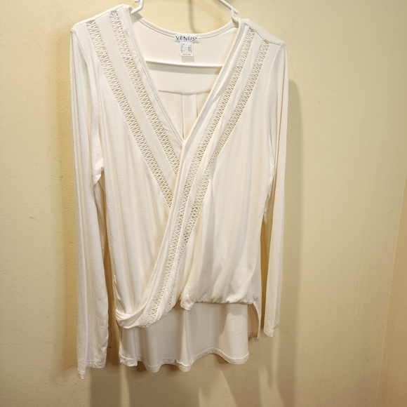 VENUS Ivory Wrap Long Sleeve Blouse - Picture 9 of 10